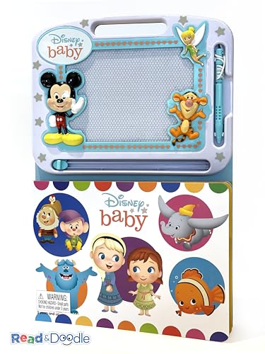 Disney Baby Read & Doodle - Learning resources for kids, a magnetic drawing pad, an easy-to-use pen, 22-page board book for reading and drawing