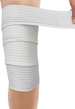 Extra Long Elastic Knee Wrap Compression Bandage Brace Support for Legs, Plantar Fasciitis, Stabilising Ligaments, Joint Pain, Squat, Basketball, Running, Tennis, Soccer, Football, Volleyball White