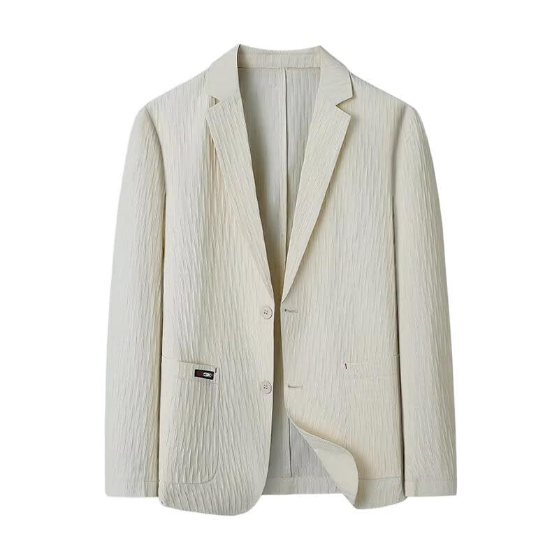 Men's Jacket Summer Breathable Lightweight Korean Suit Blazer for Men-Beige