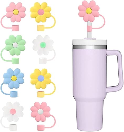 Miniatura 7 de 4styles - 5-6 fundas de paja de flores para Stanley de 30 y 40 onzas, a prueba de polvo, tapas para popotes reutilizables de 0.354-0.394 in (6