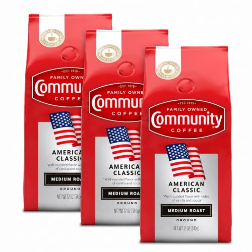 Community Coffee American Classic Ground Coffee, Medium Roast, 12 Ounce Bag (Pack of 3)