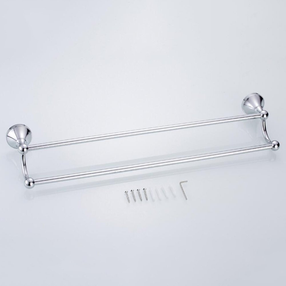 Double porte-serviettes rétro pour salle de bain - 60 cm - Double couche - En laiton (chromé)