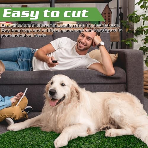 GOEDCH Wiederverwendbare Hundetoilette Hunde Rasenteppich: 50×70cm Künstlicher Grasteppich, Premium Kunstrasen für Hunde, Hundeklo, Trainingsunterlage Hundetoilette für Balkon, Terrasse, Garten