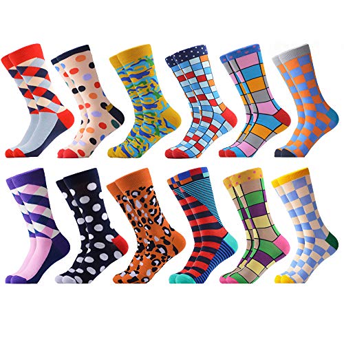 WeciBor Men's Colorful Pattern Classic Argyle Combed Cotton Dress Socks