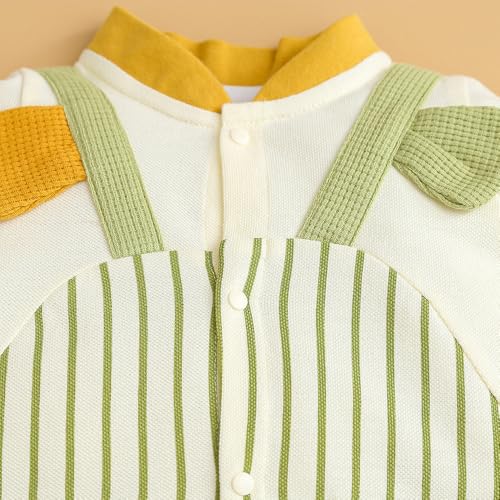 Image of Hopscotch Baby Boys Stripes Print Short Sleeves White Rompers