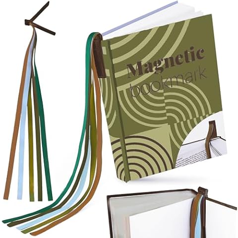 Superior Essentials Magnetic Bible Bookmark - Genuine Leather, Attachable Bible Ribbon Bookmarks for Book Lovers with 5 Colorful Strings (Forest, 1PC) Cover