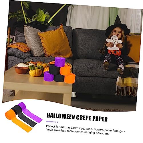 Abaodam Dia Das Bruxas 6 Rolos De Papel De Decoração De Halloween Decorações Pretas Laranja Decoraçõ