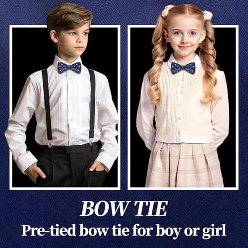 Bow Tie for Boy,Navy Blue White Polka Dot Bow Tie Kid's Pre-tied Clip on Bowtie Adjustable Bow Tie School Concert Grad Party Wedding Banquet3