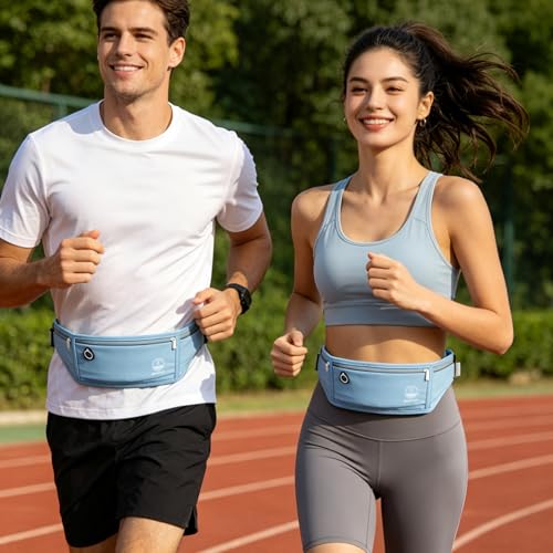 Image of Slim Running Belt Fanny Pack, Phone Holder Waist Pack Money Belt - Blue