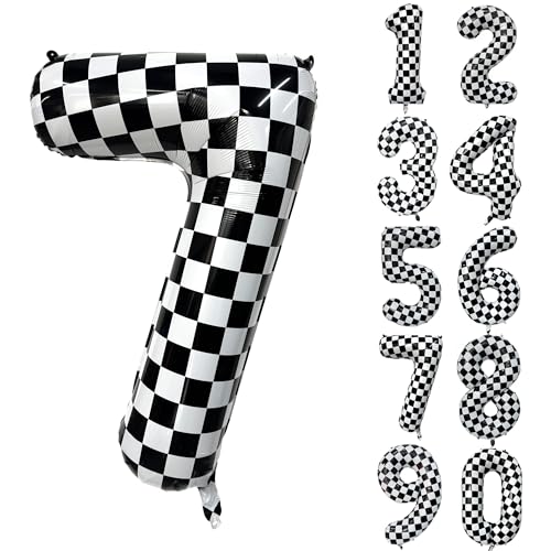 Ballon chiffre 40 po carreau noir blanc 7 fête anniversaire