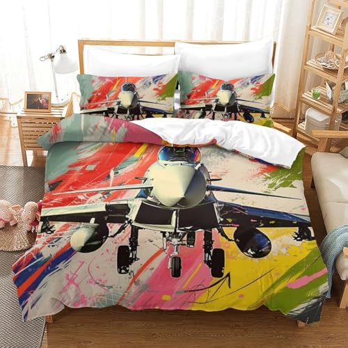 Parure de lit avions de combat en microfbre king 220x240 cm - 2
