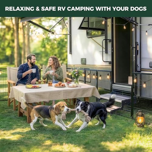 Image of FXW Instant Dog Playpen with RV Step Grid for RV Camping, 32 inch H, 16 Panels