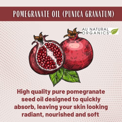 Au Natural Organics Pomegranate Oil - Face, Skin, Hair & Nails Moisturizer | Diffuser, Revitalizing Body Massage Oil | Cold Pressed Antioxidant | Reduce Fine Lines, Wrinkles | Anti-Aging 3.4 Oz 100 Ml #TOP4