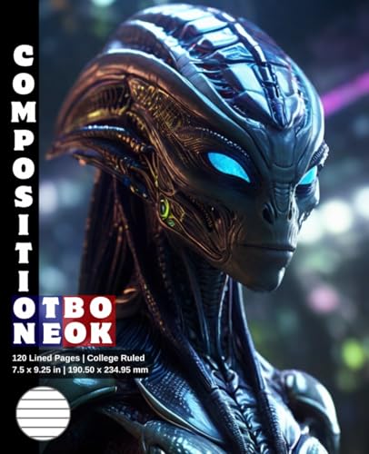 Composition Notebook College Ruled: 120 White Paper Pages Gray Lined 60 Sheets for School or College Student Teacher Class Office Work Journal ... 7.5 x 9.25 Inch Alien Predator Warrior 34.
