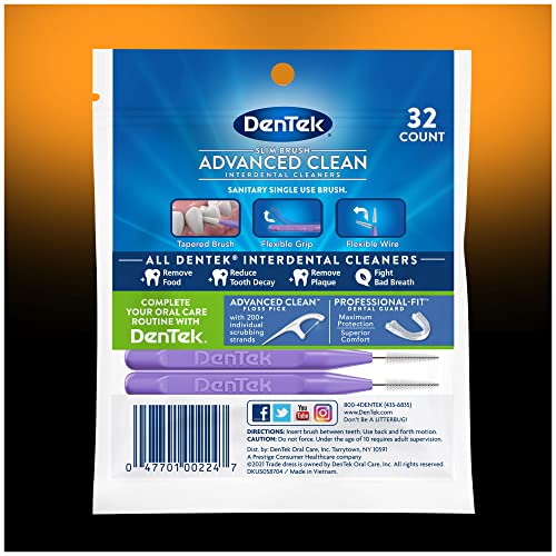 image for DenTek Slim Brush Advanced Clean Interdental Cleaners, Extra Tight, 32