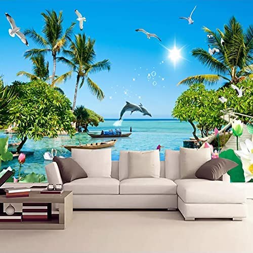Papier peint mural 3D panoramique de haute qualité motif tropical