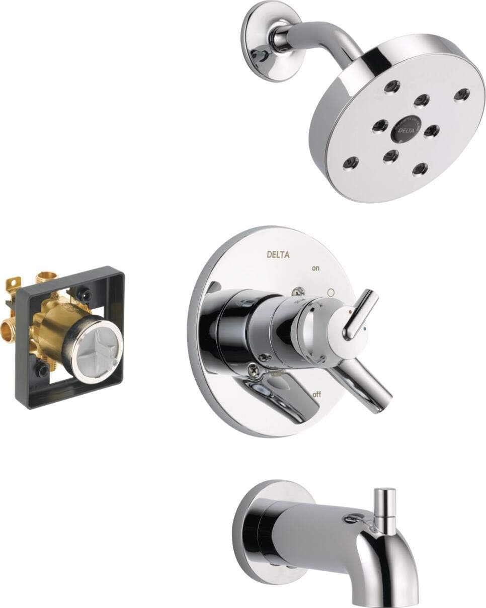 Trinsic 17 Series Dual-Function Tub and Shower Trim Kit with Single-Spray H2Okinetic Shower Head, Chrome T17459 (Valve Included)