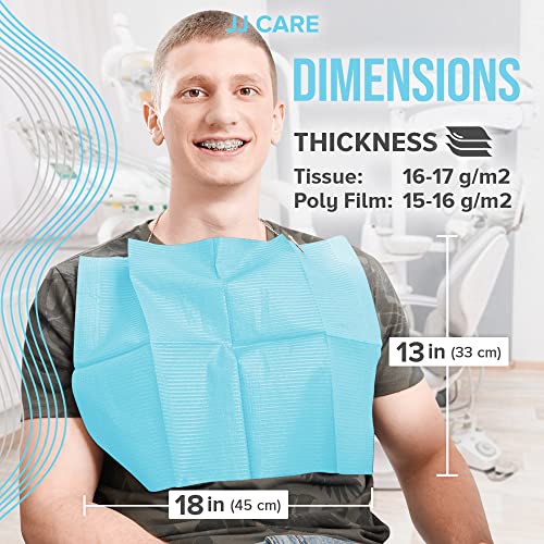 Jj Care Dental Bibs 3-Ply - 13" X 18" [Pack Of 500] - Blue Dental Bibs, Waterproof Patient Bibs Dental, Medical & Dental Tray Covers, Tattoo Bibs, Medical Bibs Sheets, Nail Paper Towel #TOP2