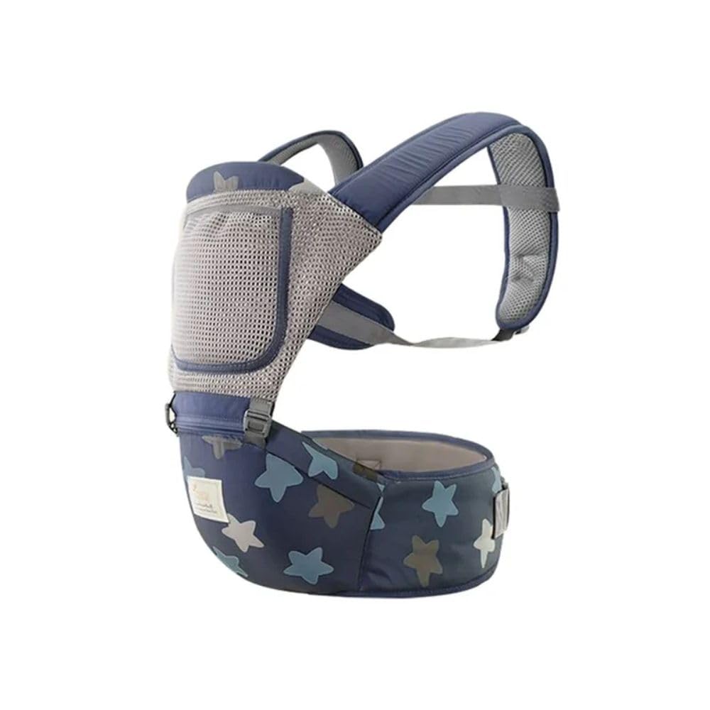 HITRUZ Baby Carrier with Hip Seat for Newborn to Toddler | 4-in-1 Ergonomic Baby Carry Bag for Moms & Dads | Adjustable, Breathable & Padded Support | Infant Carrier for 6-36 Months | Front & Back Carry | Up to 15 Kg (Blue)-picture-30