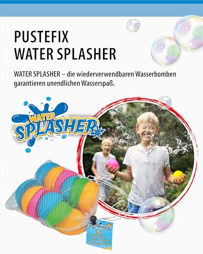 Pustefix Water Splasher Wasserbomben wiederverwendbar 6 Stk. - Unendlicher Wasserspa&szlig; f&uuml;r hei&szlig;e Sommertage, Einfach bef&uuml;llbares Wasserspielzeug f&uuml;r Kinder ab 3 Jahren