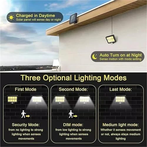 Foco solar split de 120 COB con sensor de movimiento y 3 modos de iluminacion para jardin 4