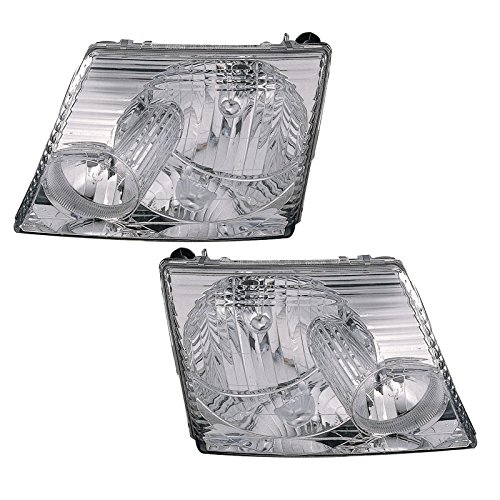 Image of TRQ Headlight Assembly Set FO2502176 FO2503176 Compatible with 2002-2005 Ford Explorer