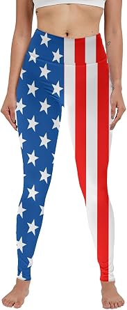 Zimperad Womens Workout Leggings - High Waist American Flag Pants - Length Yoga Pants for Running Sports Fitness Gym