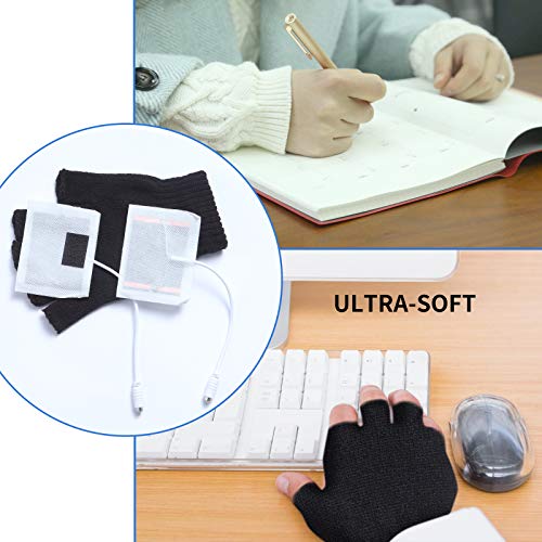 2 Pairs USB Heated Gloves for Men and Women, USB 2.0 Powered Stripes Heating Pattern Knitting Wool Heating Mittens Hands… - Image 5