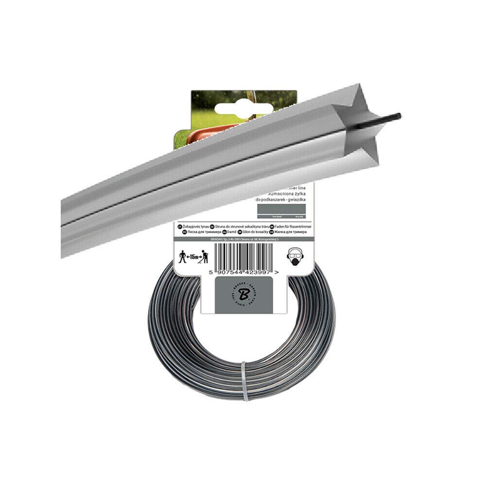 SolaDirect 15 metres of Strong STAR Strimmer Brush Cutter Line (3.0 mm)