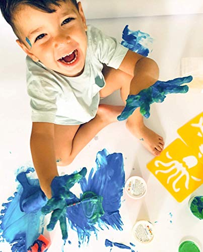 PRIMO – Malkoffer für Kinder ab 2 Jahren, Kleinkindalter, Fingermalfarben 50 g mit 6 Farben für Papier, Glas, Temperamalerei, Schreibwaren und Kreative Arbeiten, Dermatologisch Getestet