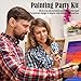VOCHIC Sip and Paint Kit,Pre Drawn Canvas Couples Paint Party Kit Painting Art Set for Adults Date Night Sunset Heart 2 Pack (8 x 10 Inches)