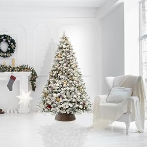 Casafield 24-Inch Christmas Tree Collar, Woven Water Hyacinth Tree Base Cover with Cord Cut Out, Espresso Casafield 24 Inch Christmas Tree Collar Woven Water Hyacinth Tree Base Cover with Cord Cut Out Espresso