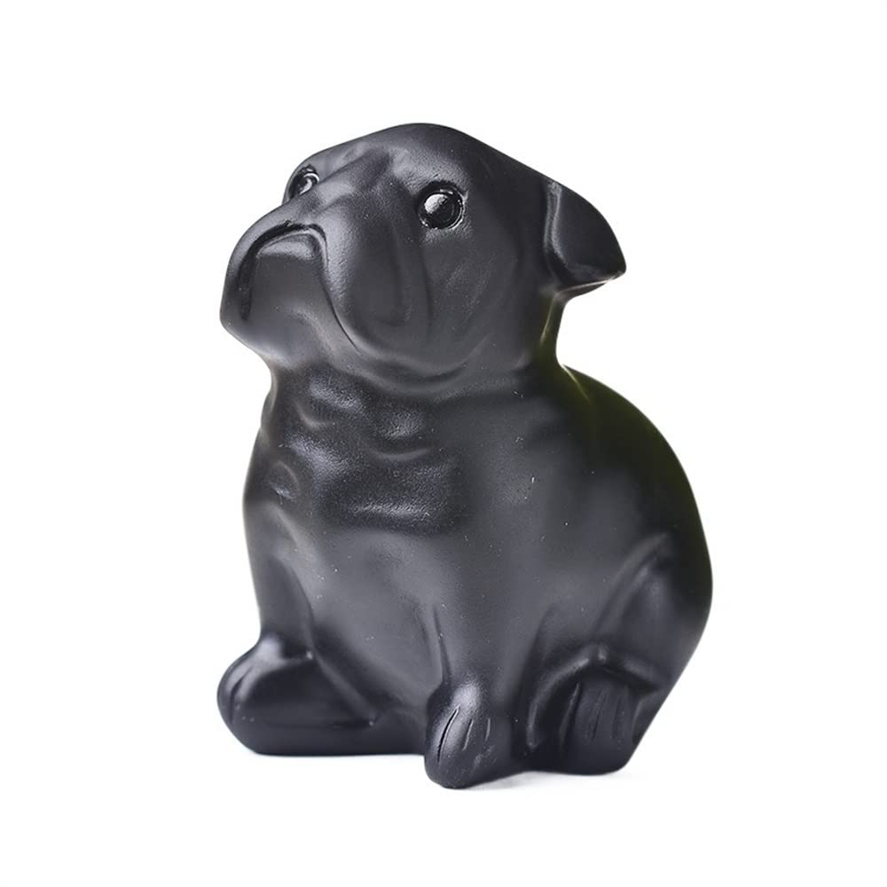 DPURPIWADY 1PC Obsidian Figurine Animal Dog Hand Carved Ornaments Crystal Polished Stones Gemstones Home Decoration Gift (Color : 58x45x38mm)