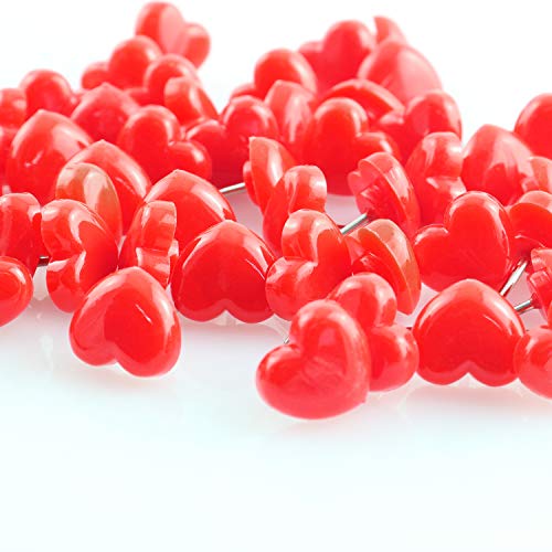 Lind Kitchen 100pcs Heart Shape Push Pins for Home School Office Notice Board Cork Board,Cute Thumbtacks Tacks Decorative Pushpins Accessories Supplies Red