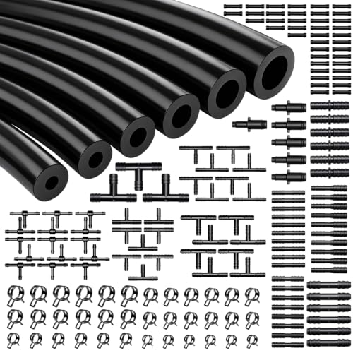 Image of Tnisesm 170Pcs Vacuum Line Kit, 10Ft Black Vacuum Hose Automotive with Vacuum Line Connectors& Clamps, High Performance Silicone Hose line Kit for Variety Car Piping System Replacement Vacuum Hoses