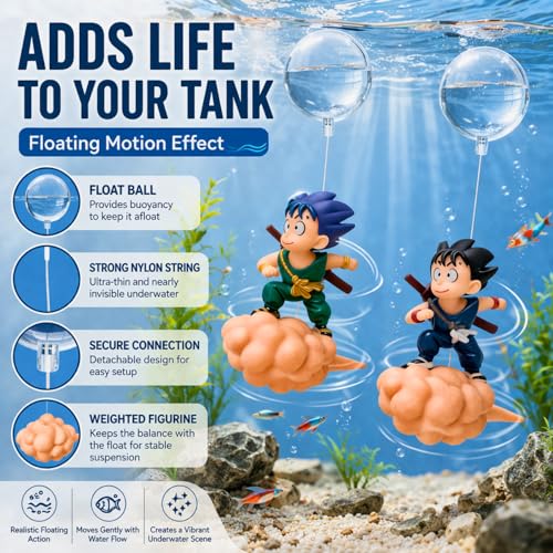 Image of VAYINATO 2 Pcs Floating Gugu (Random Color) Standing On The Cloud Action Figure Float Figurines Landscaping Ornaments for Fish Tank Decoration By Petzlifeworld