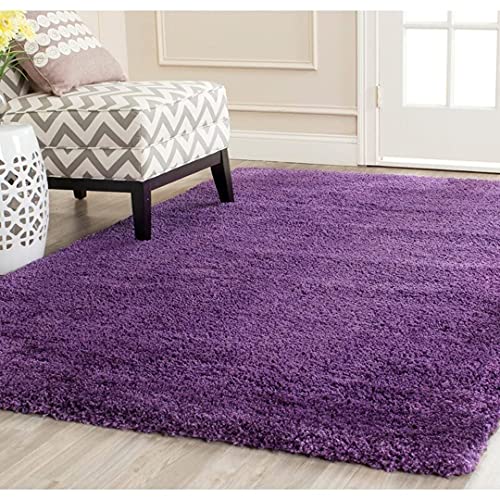 Image of AROMICK Modern Polyester Anti Slip Shaggy Fluffy Rug and Carpet for Living Room, Bedroom & Dining Room (4 x 6 Feet, Purple)