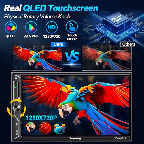 Image of 7 inch QLED Double Din Car Stereo Compatible with Wireless Apple CarPlay & Android Auto, Bluetooth 5.3 Car Radio, 240W 4.2-Channel Audio, MirrorLink, SWC, Backup Camera