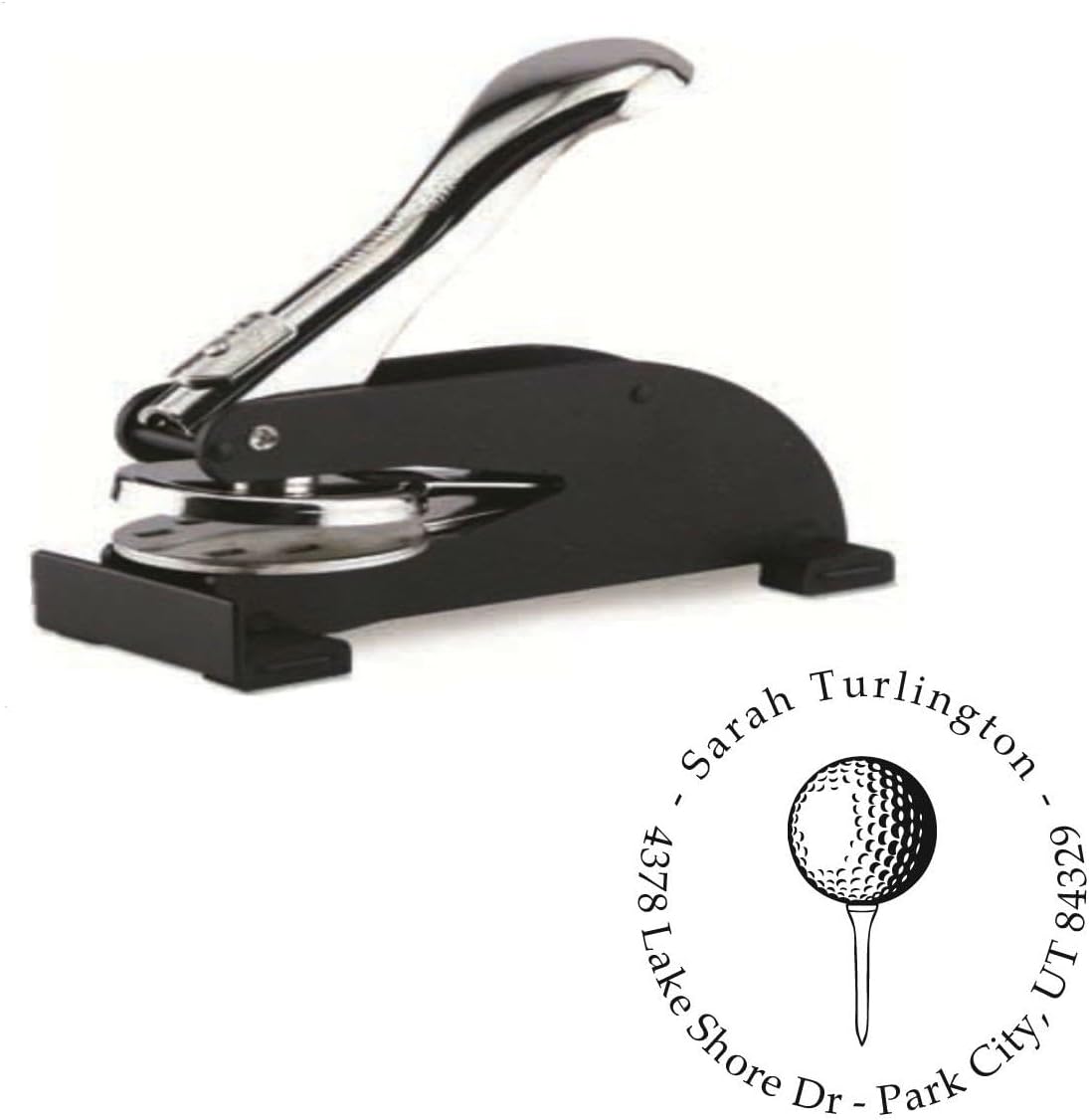 Hampton Studios Custom Soccer Logo Desk Embosser Seal - 1.675" Round Personalized Paper Embosser