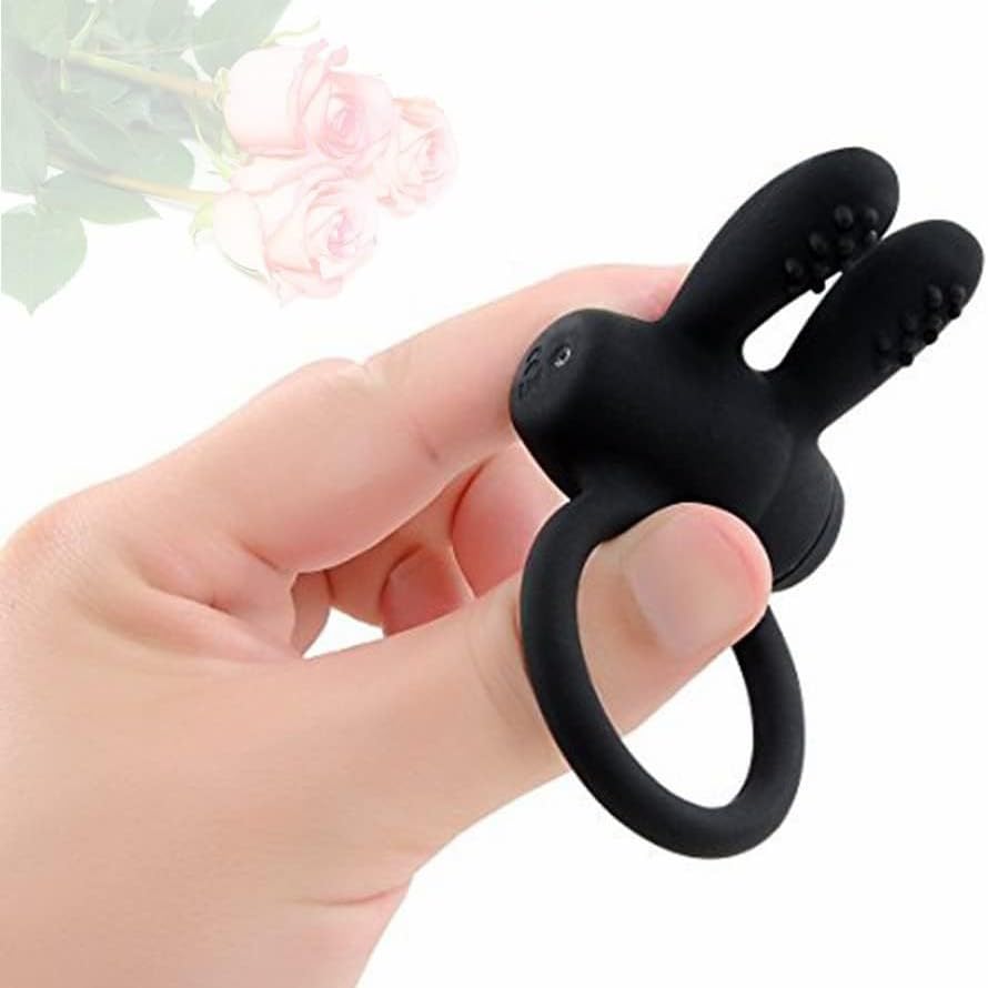 Anillo vibrador recargable para parejas (color negro perla)