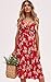 ECOWISH Women 2024 Summer Dresses Tie Front V-Neck Spaghetti Strap Button Down A-Line Backless Swing Midi Dress 809 Red S