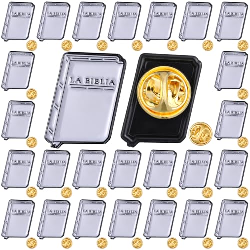 Image of Landical Christian Enamel Pin Back to School Gift Bulk, Holy Bible Scripture Square Lapel Pins for Suit Jacket Jesus Religious Party Supplies Women Men Badge Bagpacks