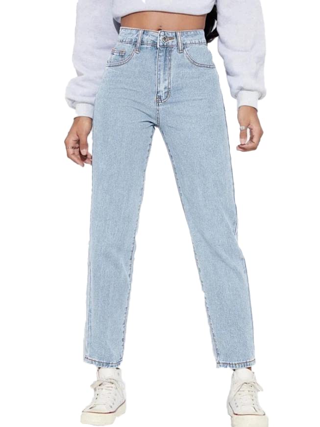 Image of KOTTY Women High Rise Cotton Lycra Ankle Length Slim fit Light Blue Solid Jeans (Light Blue,26)