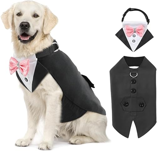 Miniatura 6 de EMUST Esmoquin para perros, disfraz formal de perro para boda, Halloween, Navidad, trajes de perro totalmente forrados para perros grandes con