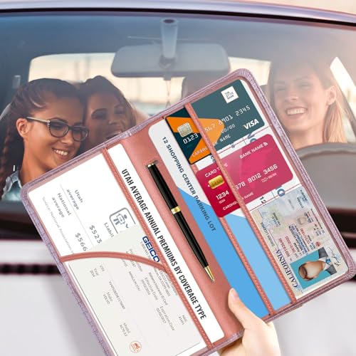 Image of CoBak Car Registration and Insurance Holder | Vehicle Glove Box Organizer, Auto Truck Compartment Document Case with Magnetic Closure for Insurance & Driver License