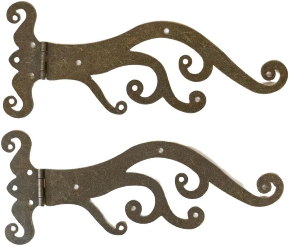 Wave Motif Strap Matching Hinges, 7.25", Set of 2