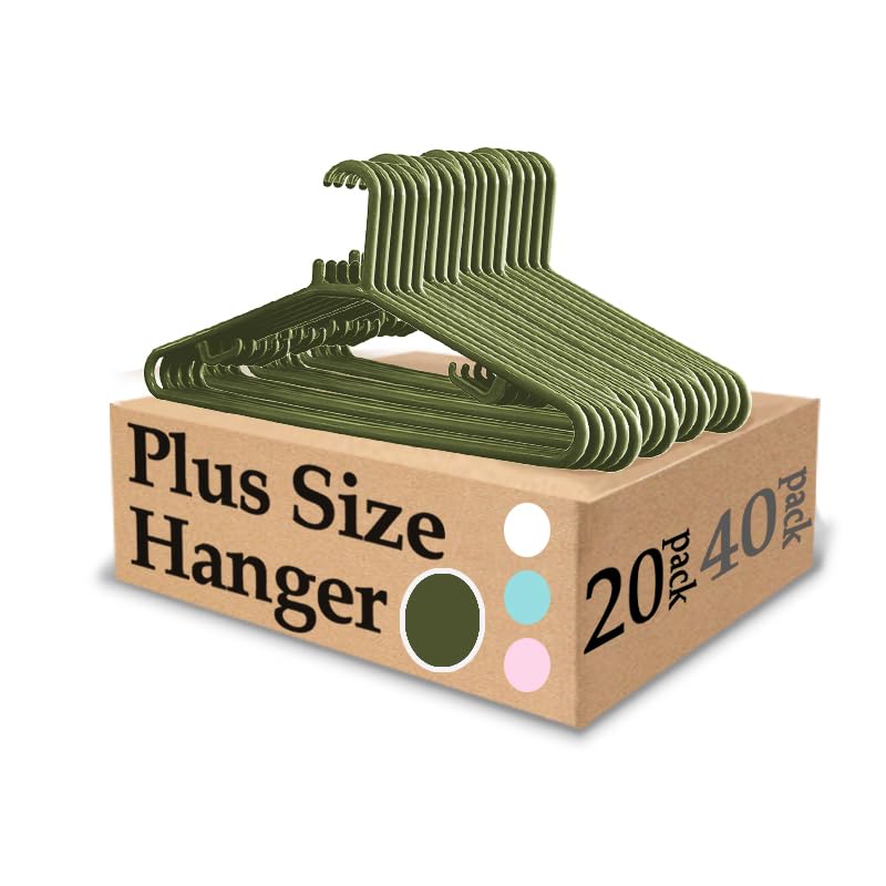 Urby Extra Wide Hangers for Plus Size Clothes, 19 Inch, Plastic, 20pk