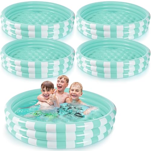 VioraWhite Paquete de 4 piscinas inflables para niños pequeños de 48 x 10 pulgadas, piscina redonda para bebés, piscinas pequeñas de 3 anillos para interiores y exteriores, centro de juegos acuáticos