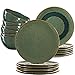 Leonardo Matera Steingut Geschirrset, 18 teilig, Keramik-Teller, Schalen, spülmaschinengeeignetes Kombiservice, grün 380 ml, Ø 22,5 & 27 cm, 026052