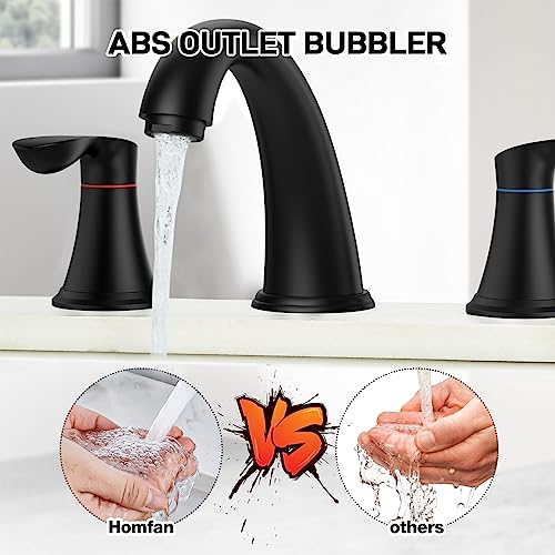 Bathroom Faucet, 8 Inch Bathroom Faucets for Sink 3 Hole, Widespread Matte Black Bathroom Faucet with Pop up Drain and cUPC Lead-Free Hose (Matte Black)